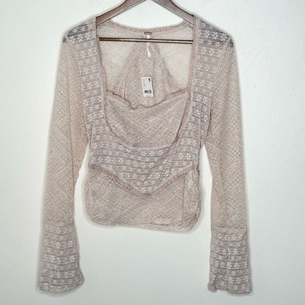 Free People Cream Lace Blouse